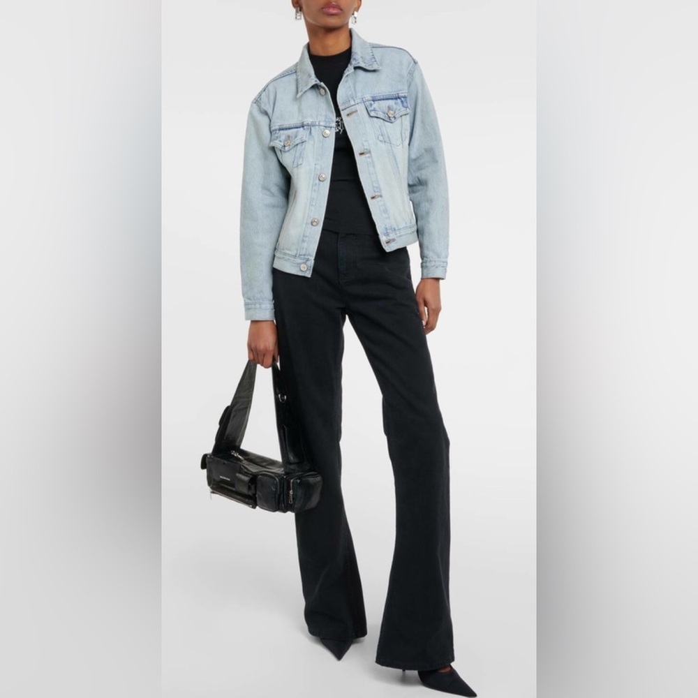 Balenciaga women logo crystalline cropped denim jacket NWT - Picture 2 of 10